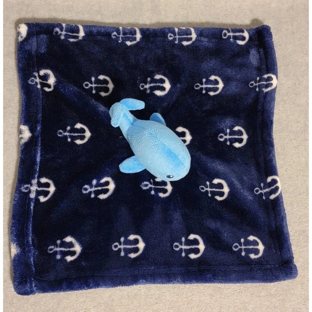 HB Hudson Baby Whale Anchor Nautical Plush Navy Blue Lovey Security Blanket
